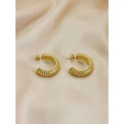 DressBerry Stainless Steel Gold-Plated Contemporary Half Hoop Earrings-picture-35