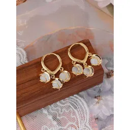 DressBerry Stainless Steel Gold-Plated Contemporary Shaped Anti Tarnish Hoop Earrings-picture-36