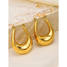 DressBerry Stainless Steel Gold-Plated Oval Shaped Hoop Earrings-picture-33