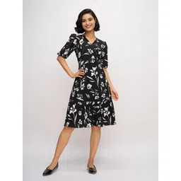DressBerry sumemr floral Women Floral Printed Frill Crepe Wrap Midi Dress-picture-14