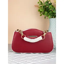 DressBerry Textured Half Moon Handheld Bag with Applique-picture-31