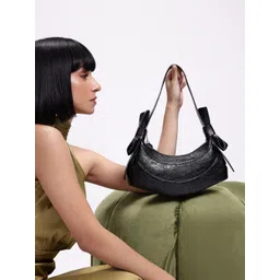 DressBerry Textured Half Moon Shoulder Bag with Bow Detail-picture-37