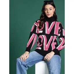 DressBerry Typography Turtle Neck Pullover-picture-22