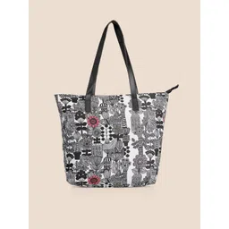 DressBerry White & Black Floral Printed Shopper Tote Bag image 3