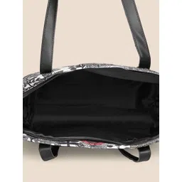 DressBerry White & Black Floral Printed Shopper Tote Bag image 4