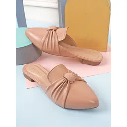 DressBerry Women Beige Pointed Toe Mules With Bows-picture-34