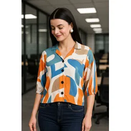 dressberry Women Boxy Fit Floral Print Lapel Collar Casual Shirt-picture-10