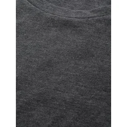 DressBerry Women Charcoal Grey Boxy Fit Solid Round Neck Pure Cotton T-shirt image 2