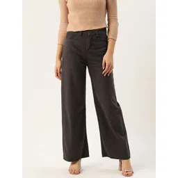 DressBerry Women Charcoal Grey Flared High-Rise Jeans-picture-11