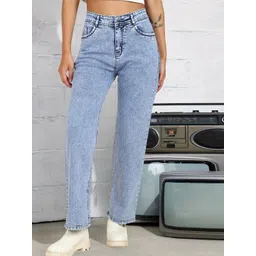 DressBerry Women Comfort Straight Fit High-Rise Light Fade Acid Wash Stretchable Jeans-picture-12