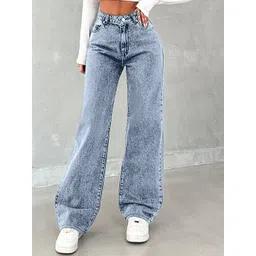 DressBerry Women Comfort Straight Fit High-Rise Light Fade Acid Wash Stretchable Jeans-picture-11