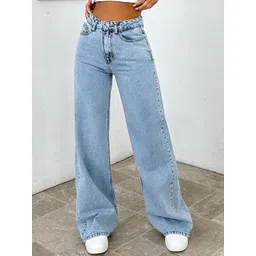 DressBerry Women Comfort Straight Fit High-Rise Light Fade Acid Wash Stretchable Jeans-picture-12