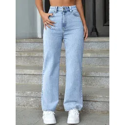 DressBerry Women Comfort Straight Fit High-Rise Light Fade Acid Wash Stretchable Jeans-picture-15