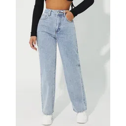 DressBerry Women Comfort Straight Fit High-Rise Light Fade Acid Wash Stretchable Jeans-picture-17