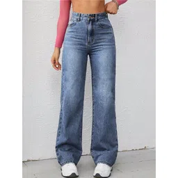 DressBerry Women Comfort Straight Fit High-Rise Light Fade Acid Wash Stretchable Jeans-picture-21