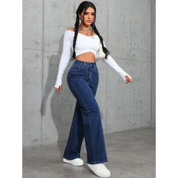 DressBerry Women Comfort Straight Fit High-Rise Light Fade Acid Wash Stretchable Jeans image 3