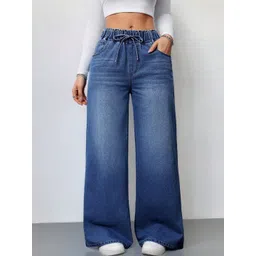 DressBerry Women Comfort Wide Leg High-Rise Light Fade Acid Wash Stretchable Jeans-picture-30