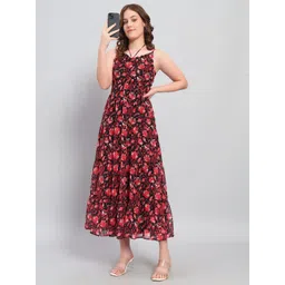 DressBerry Women Floral Print Georgette A-Line Maxi Dress-picture-34