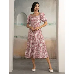 DressBerry Women Floral Printed Fit & Flare Midi Dress-picture-21