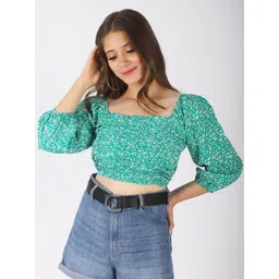 DressBerry Women Floral Printed Puff Sleeve Crop Top-picture-29