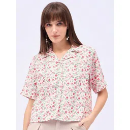 DressBerry Women Floral Printed Satin Shirt Style Top-picture-16