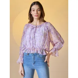 DressBerry Women Floral Printed Tie-Up Neck Top-picture-18