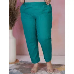 DressBerry Women Green Cotton Solid Regular Trousers-picture-18