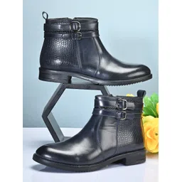 dressberry Women High Top Blocked Heel Blue Chelsea Boots With Chain Boots For Women-picture-22