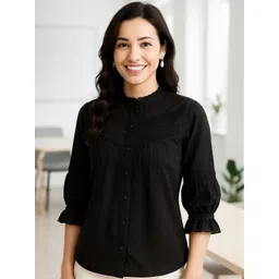 DressBerry Women Mandarin Collar Cotton Top-picture-35