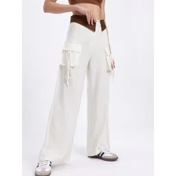 DressBerry Women Mid-Rise Cargo-Style Flared Fit Wide Leg Trousers-picture-33