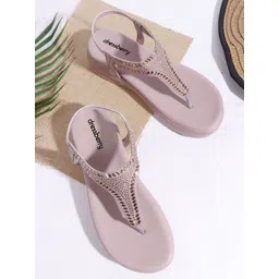 DressBerry Women Open Toe T-Strap Flats with Western - Embellished-picture-14