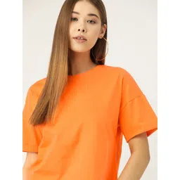 DressBerry Women Orange Extended Sleeved Cotton T-shirt-picture-15