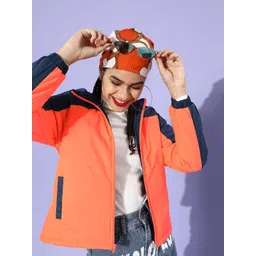 DressBerry Women Orange Orange Colourblocked Bomber Jacket-picture-30