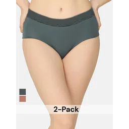 DressBerry Women Pack Of 2 Mid Waist Hipster Panty With Lace Waist Cotton Briefs-picture-29