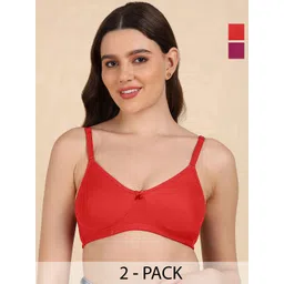 DressBerry Women pack of 2 Solid Full Coverage Non Padded Non-Wired T-shirt Bra-picture-34