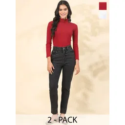 DressBerry Women Pack of 2 Turtle Neck Ribbed Cotton Top-picture-14