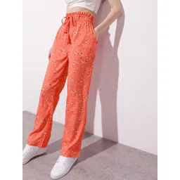 DressBerry Women Paperbag Waist Printed Trousers with Belt-picture-32