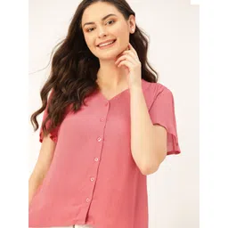 DressBerry Women Pink Crinkled Solid Top-picture-20