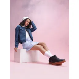 DressBerry Women Sherpa Trim Pure Cotton Denim Jacket-picture-33