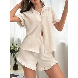 DressBerry Women Shirt Collar Night suit-picture-32