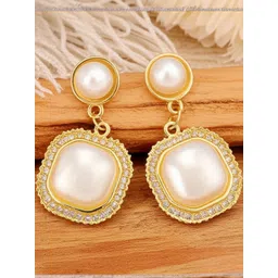 DressBerry Women Square AD Pearls Drop Earrings-picture-38