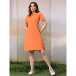 dressberry Women T Shirt Orange Above Knee/Mid Thigh Length Dress-picture-11