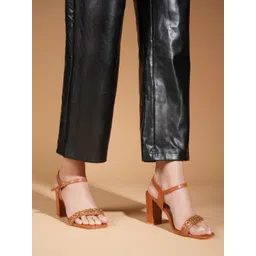 DressBerry Women Textured Party Block Sandals with Buckle-picture-17