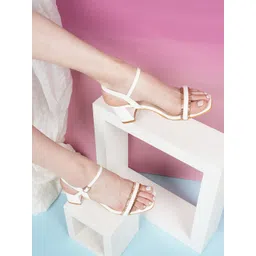 DressBerry Women Textured Party Block Sandals with Buckles-picture-14