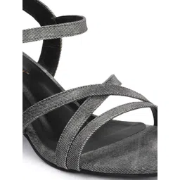 DressBerry Women Textured Party Block Sandals with Buckles image 2