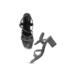 DressBerry Women Textured Party Block Sandals with Buckles image 5