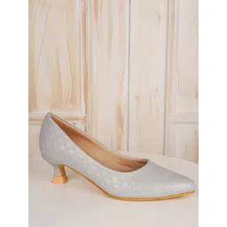 DressBerry Women Textured Pointed Toe Kitten Heel Pumps-picture-29