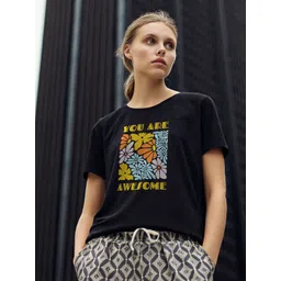 DressBerry Women Typography Printed Slim Fit Cotton T-shirt-picture-14