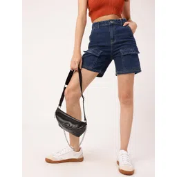 DressBerry Women Urban Classic Bermuda Fit Denim Cargo Shorts-picture-41