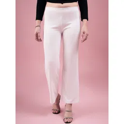 DressBerry Women White Relaxed Straight Fit High-Rise Easy Wash Parallel Trousers-picture-35